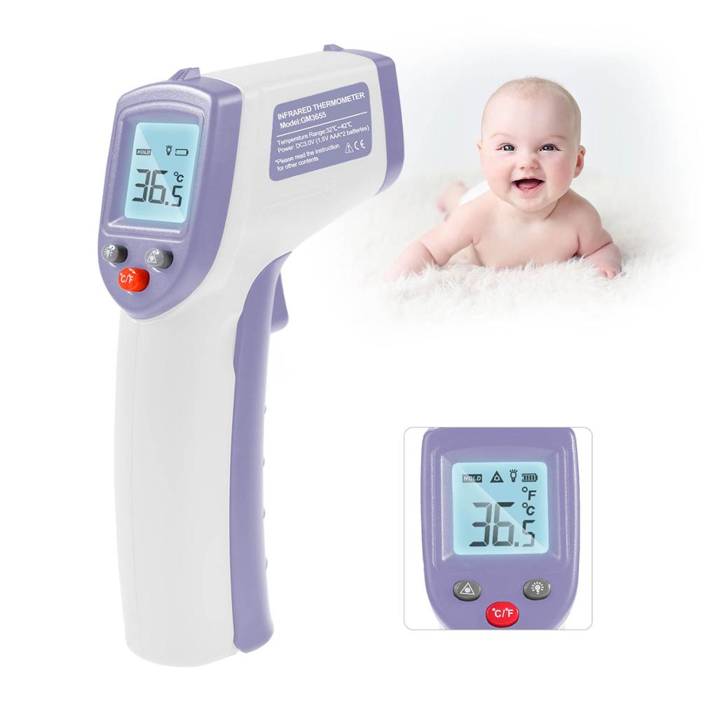 Berøringsfrit øre pandetermometer digitalt lcd display kropstermometer infrarød temperaturmåling ℃ og ℉ omskiftelig