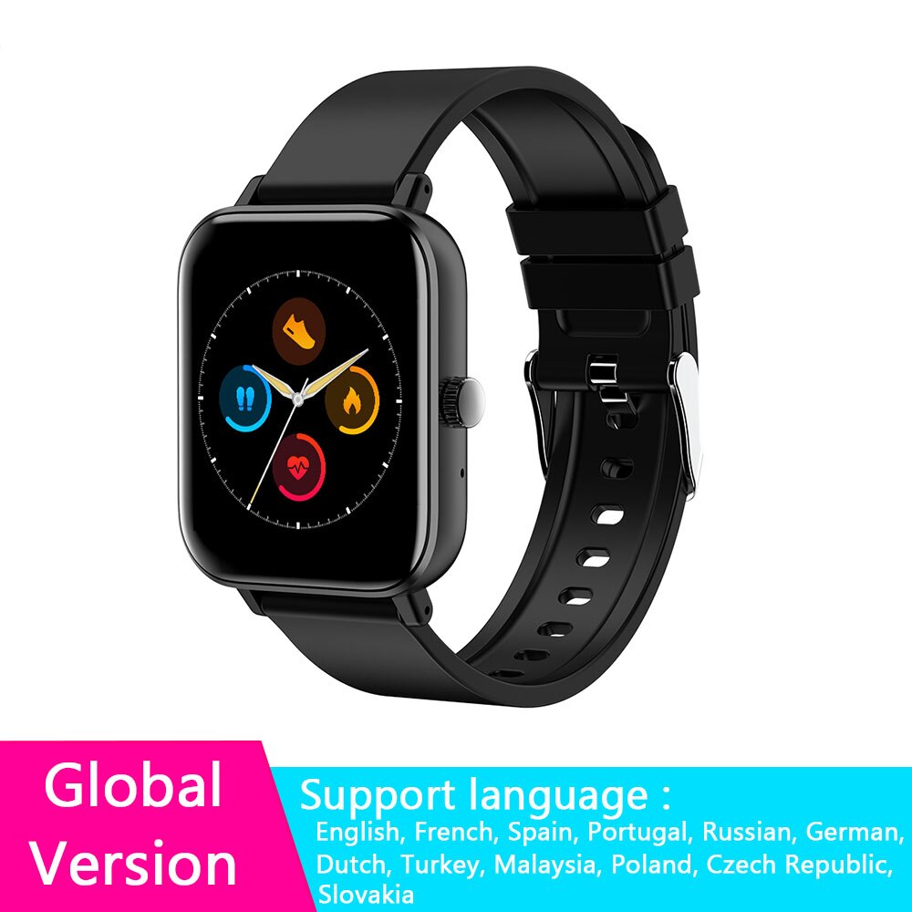 Smartwatch Men Bluetooth Call 1.72inch Full Touch Fitness Tracker Blood Pressure Clock Women Smart Watch for Xiaomi PK GTS Band: Black