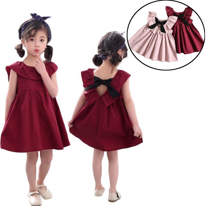 Abbigliamento estivo per bambini per bambini abito da bambina senza maniche a pieghe senza schienale in cotone abito coreano per bambini abito da bambina senza schienale