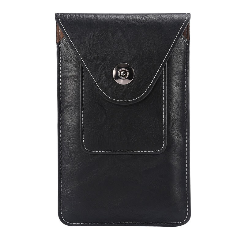 Universele Telefoon Case Pouch Belt Clip Holster Voor Samsung Huawei Xiaomi Iphone Flip Lederen Tas Heuptas Slanke S M L Maat: M size / Black