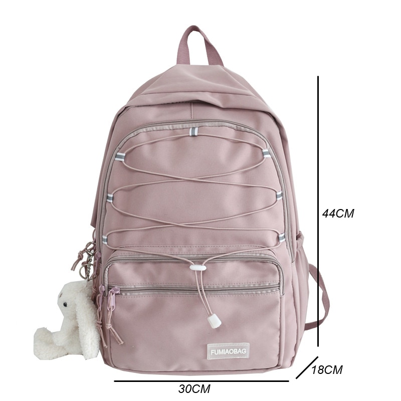 Reflective Strap Woman Nylon Backpack Waterproof Female Book School Bag For Teenage Girls College Studen Women's Travel Rucksack