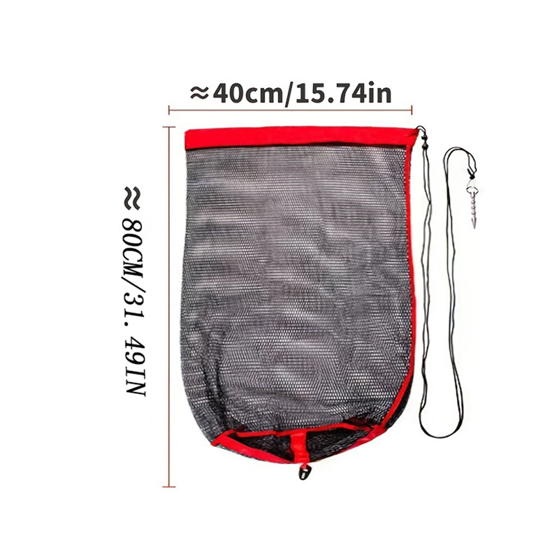 Rede de pouso de pesca, saco de coleta de captura de pesca com cordão, rede de peixe portátil, malha criptografada, bolsa de retenção de peixe para: Vermelho