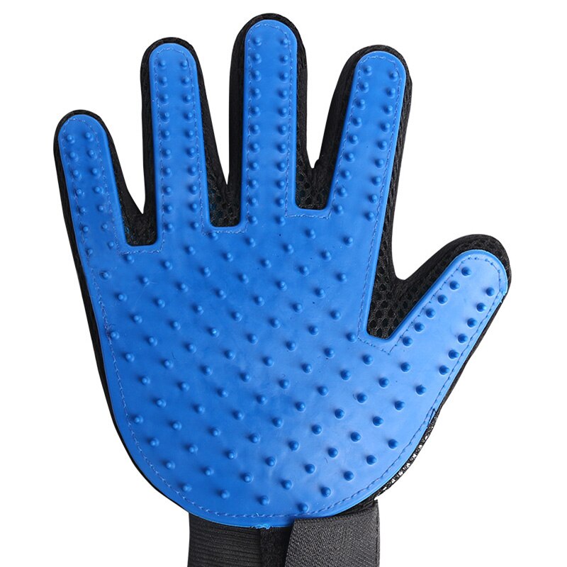 Silicone Pet Dog Cat Grooming Gloves Pet Cat Massage Glove Hair Brush Shower Comb Dog Bath Deshedding Cleaning Tool: right / Blue