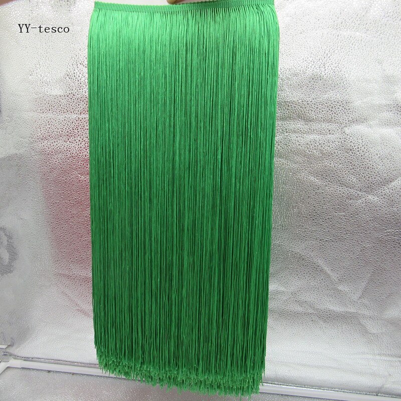 Yy-tesco 1 metrów 100 CM długi koronki Fringe wykończenia poliester Tassel Fringe przycinanie Latin sukienka etap ubrania akcesoria taśma koronkowa: green