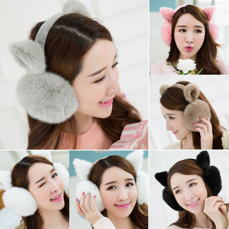 Women Winter Warmer Big Earmuffs Newest Thicken Plush Fluffy Ear Muffs Solid Earlap Faux Fur
