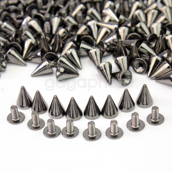 100 Stuks 3/8 "Black Spots Cone Klinknagels Schroef Metal Studs Leathercraft Rivet Bullet Punk Spikes Diy Voor Tassen Kleding schoenen