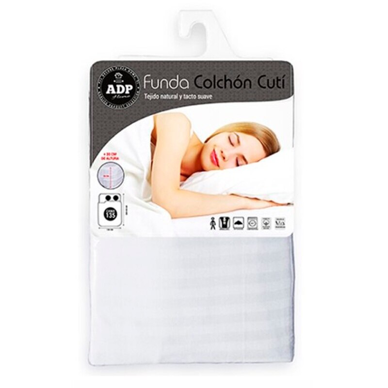 ADP Home - Funda de Colchón Cutí, Algodón 100% Natural, con Cremallera en L, Antimanchas, Tejido suave
