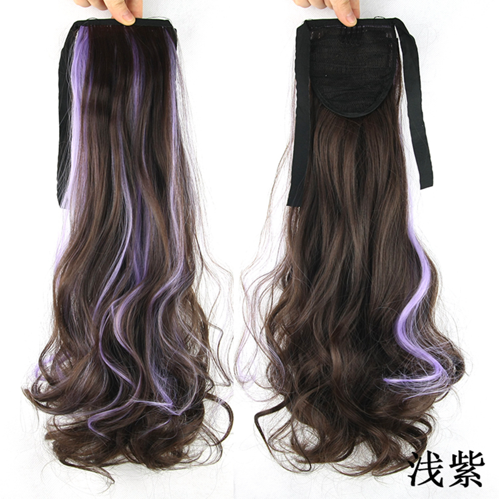 Soowee-coleta de pelo de fibra de alta temperatura, 8 colores, coleta de pelo sintético, Coleta, extensión de cabello con Clip en Rosa y Rojo: 4/30HL