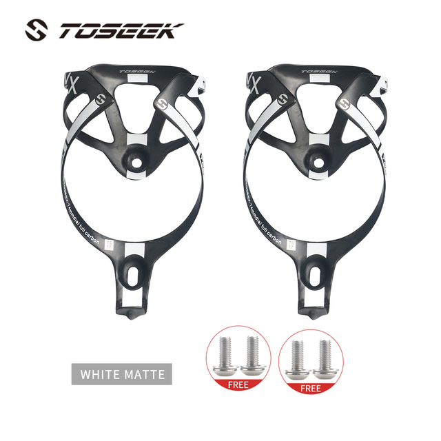 Toseek Full Carbon Fiber Fiets Bidonhouder Mtb Racefiets Fles Houder Xxx Ultra Licht Cyclus Apparatuur Ud Matte: White - 2pcs