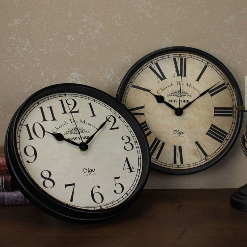 Digo Wall Clock 12 Inch Metal Silent Non-Ticking Battery European Digital Clocks Decor Table Dial for Indoor Home