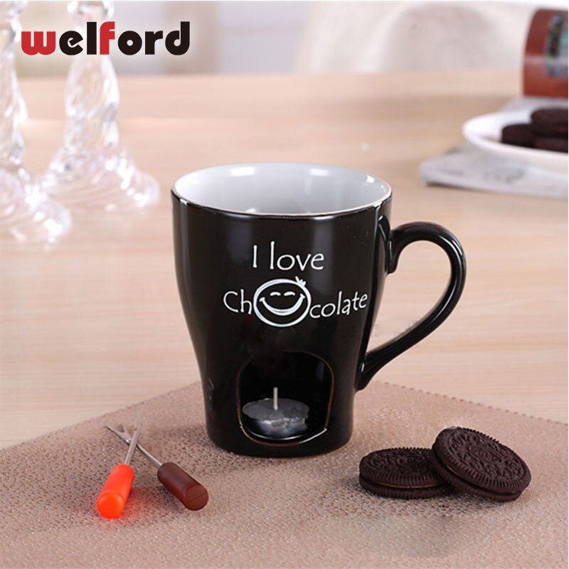Juego de tazas de cerámica para fondue de chocolate, portavelas de porcelana, recipiente para derretir salsa, calentador de bufé, fuente de queso, fabricante de helados: 02