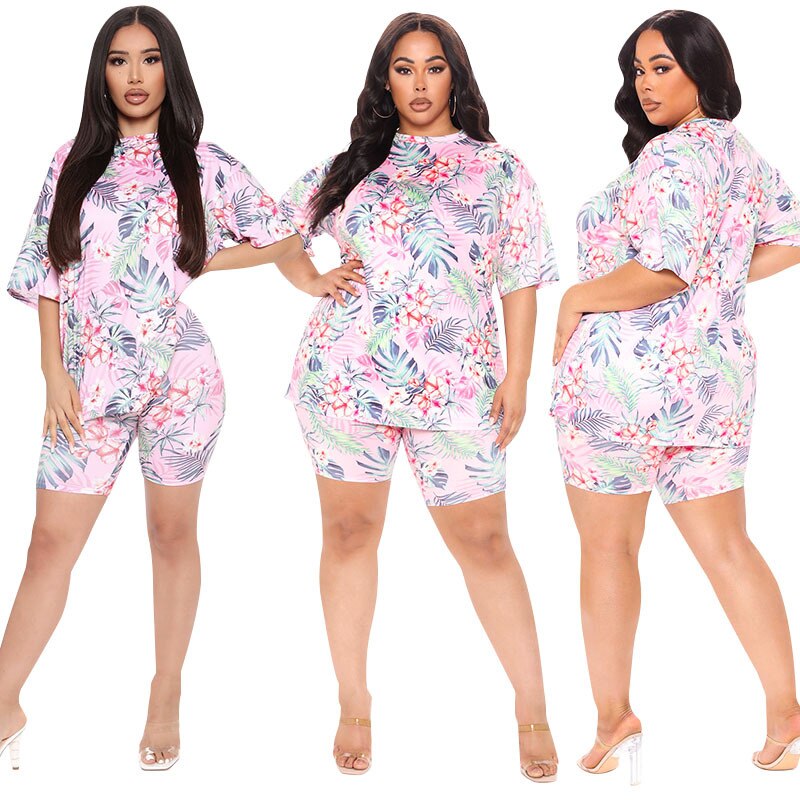Roze Shorts Set Vrouwen Twee Stuk Plus Size Set 5XL 4XL 3XL Oversized 2 Delige Set Femme Grote Maat casual Zomer Bijpassende Set