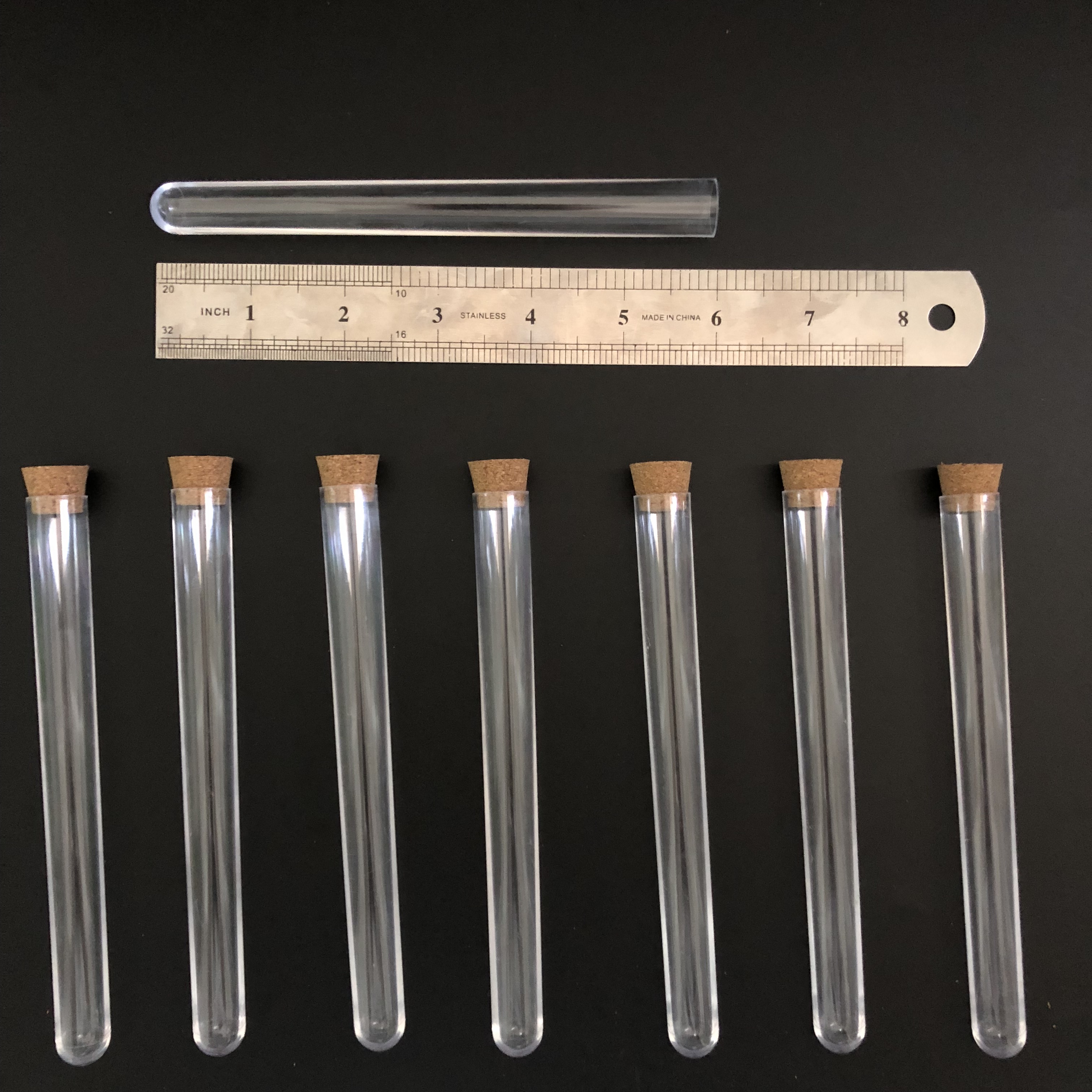 50pcs 15x150mm Clear Plastic test tubes with corks Plastic laboratory test round tube plug lab Transparent plastic tubes vial