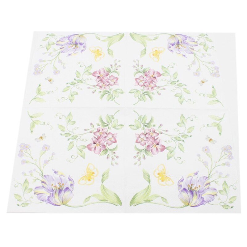 100 Pcs Printed Feature Flower Pattern Paper Napkins For Event & Party Decoration Tissue Paper Towels Daily Necessities