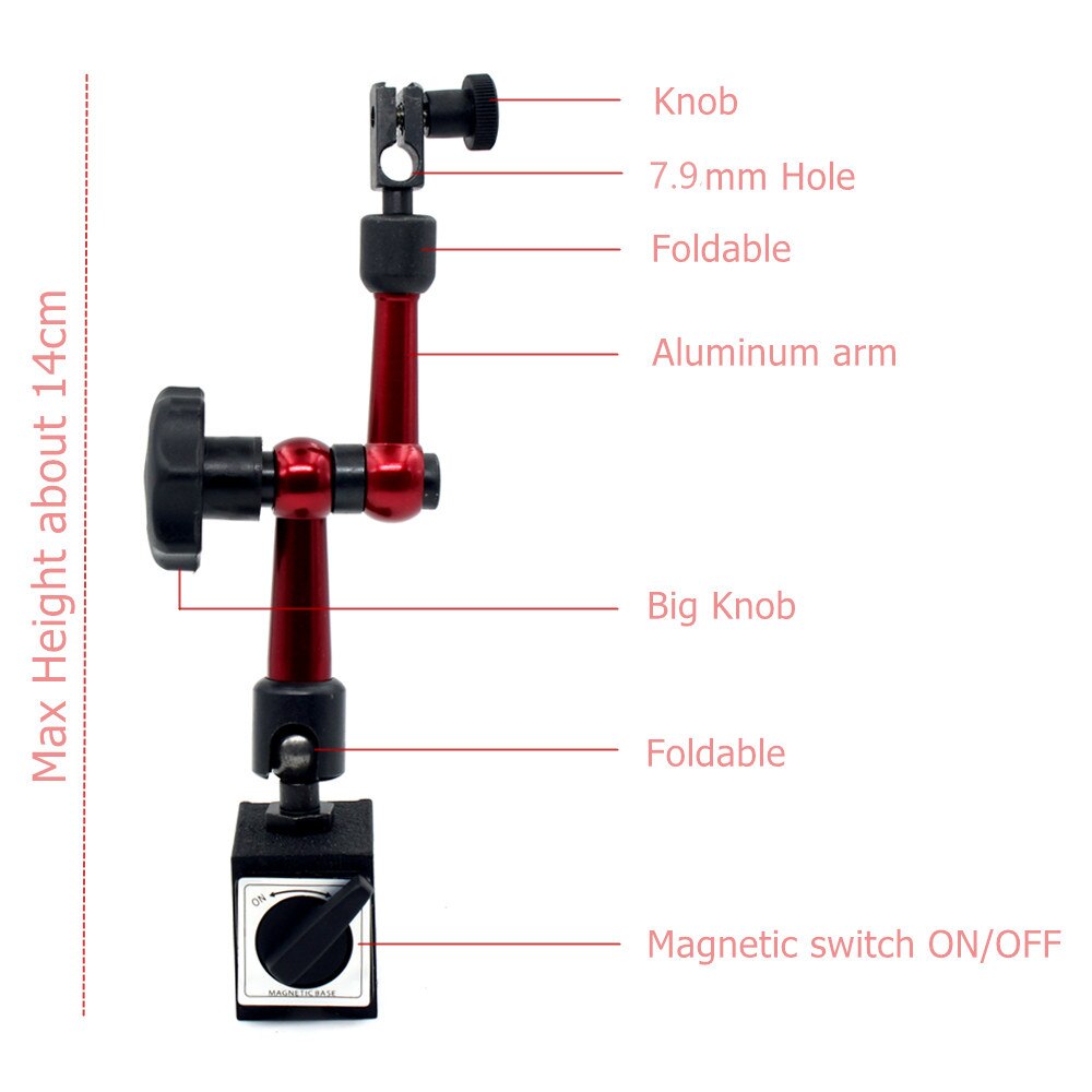 Digital 0.01mm Dial Indicator Test Flexible Metal Magnetic Holder Stand Measurement Instruments Gauge Tools ZM56