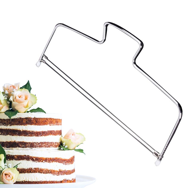 Double Line Adjustable Wire Cake Cutter Slicer Leveler Stainless Steel Cake Cut Tools Bakeware Kitchen Cooking Tool Cake Scraper