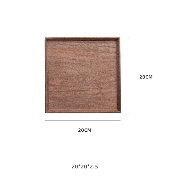 Houten Dienblad, 30/35/40cm Bruin Rechthoekig Servies Platter Vierkante Walnoot Houten Decoratie Fruit Thee Koffieplaat Voor Restaurant Home Bar(40x30cm