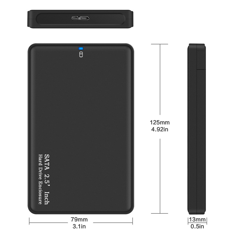 2.5 Inch Usb 3.0 Sata Hd Hdd Drive Externe Hdd Behuizing Zwart Case Tool Gratis 5 Gbps Ondersteuning Uasp voor Ssd/2 Tb Harde Schijf