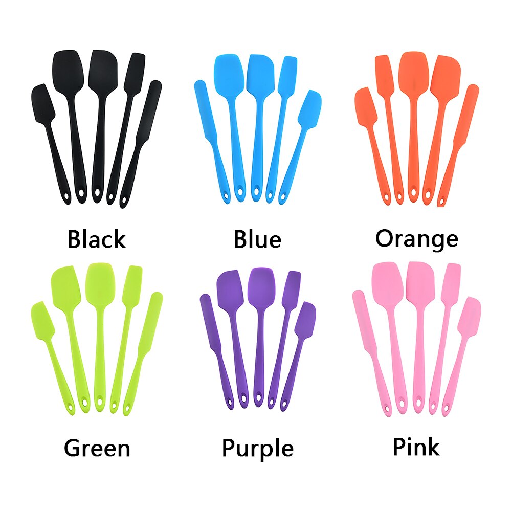 5set Easy Clean Cooking Utensil Home Kitchen Silicone Spatula Set Dishwasher Safe Cookware Restaurant Portable Anti Slip Spoon