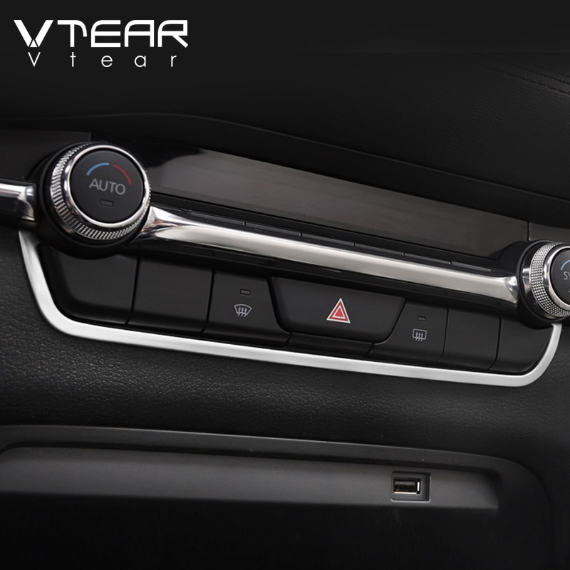 Vtear för mazda 3 tillbehör interiörlister central kontroll usb dekoration ramlock trim bil modifiering styling