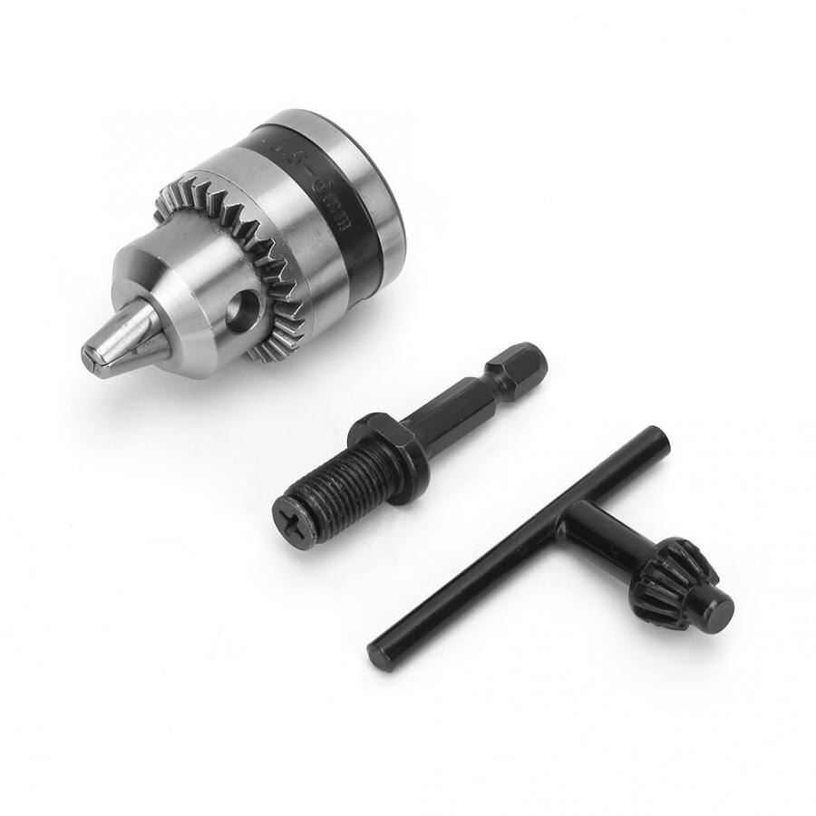 Light Wrench Drill Chuck 0.6-6MM 3/8-24UNF + 1/4 Hex Head 3/8 Thread Extension Rod Drill Clamp Chuck