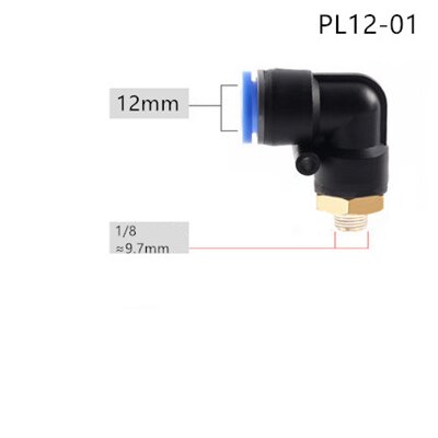 PL Pneumatic connector 4mm-12mm Hose OD 1/8" 1/4" 3/8" 1/2" Male Thread Pneumatic Tube Elbow Connector Tube Air Push In Fitting: PL12-01