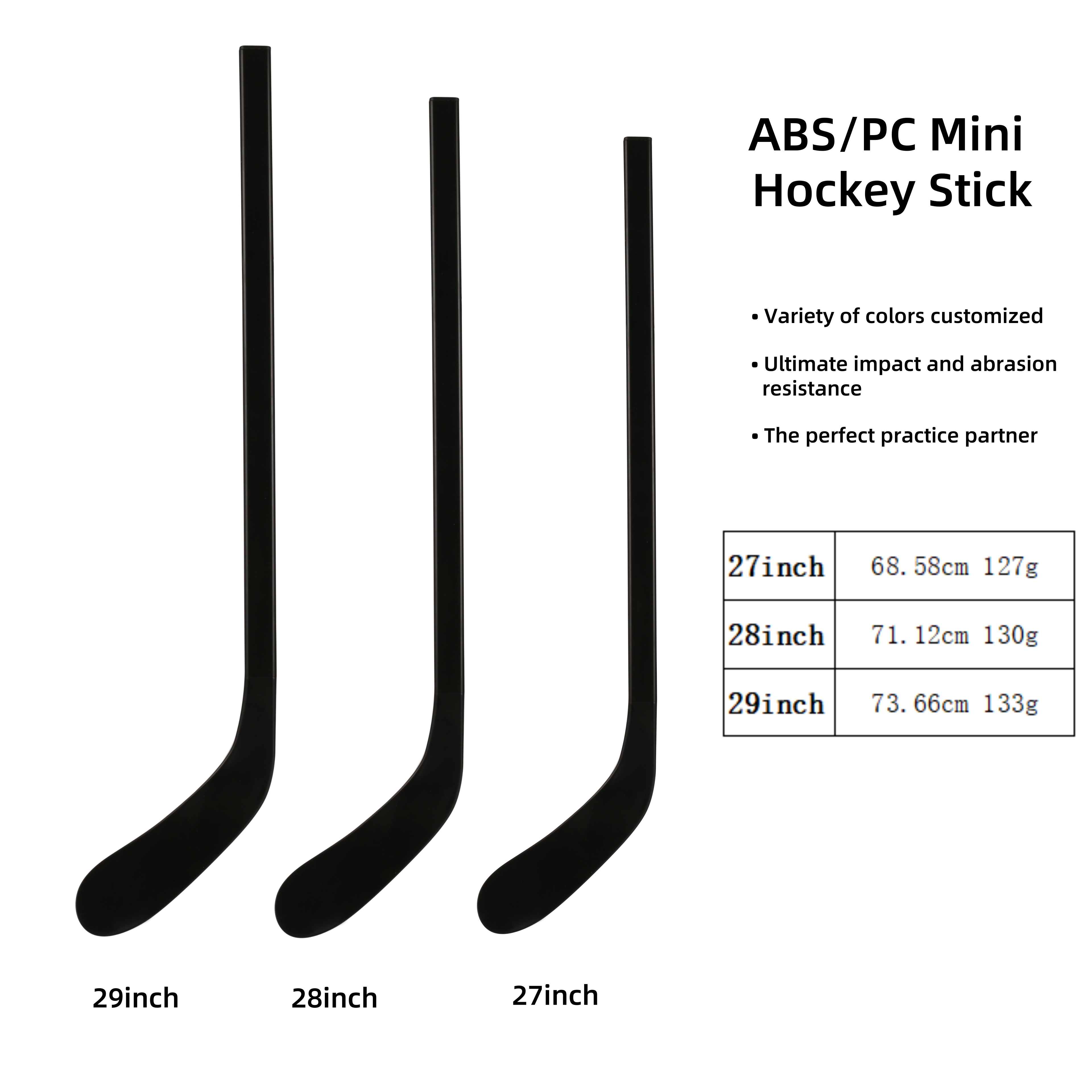 Christmas 27‘’/28‘’/29‘’ ABS/PC Ice Hockey Sticks Kids Durable Hockey Sticks for Outdoor Indoor Practice