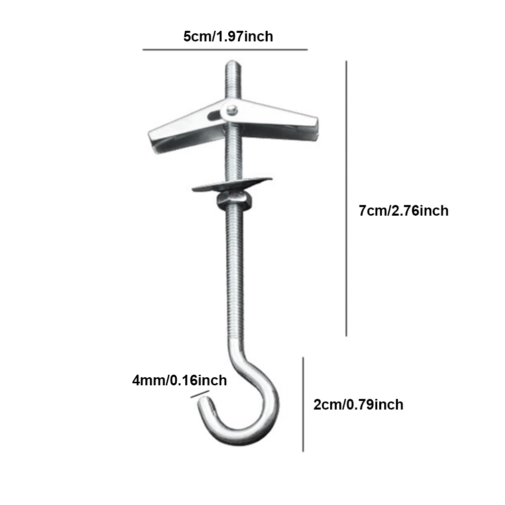 2/4 Pcs M4 Koolstofstaal Gipsplaat Plafond Muur Lente Toggle Haak Bouten Hanger Muur Bevestiging Ankers Haak Met Schroefdraad Haken