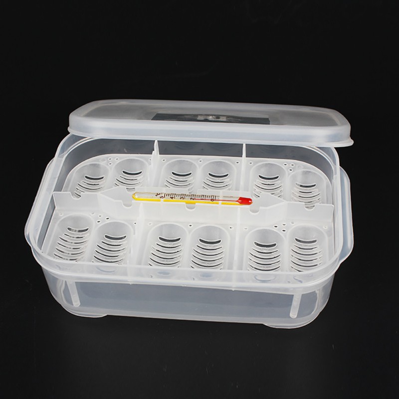 Reptile Eggs Incubator Portable Reptile Incubation Box Brooder Hatching Container 14 Eggs Holes with Thermometer