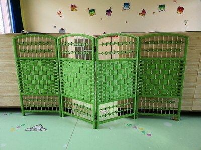 4 Panel Room Divider Screens Office Decorative Portable Partition Folding Screen Room Divider for Kids / Pet Barrier 50x30 cm: Green