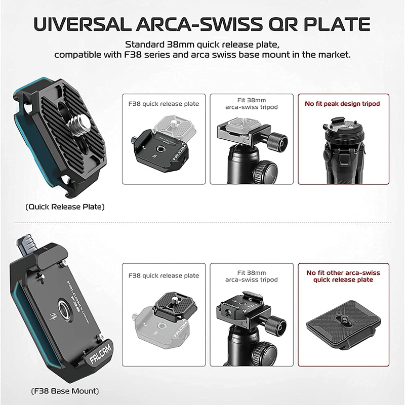 Ulanzi FALCAM F38 Universal DSLR Camera Gimbal Arca Swiss Quick Release Plate Clamp Quick Switch Kit Tripod Slider Mount Adapter