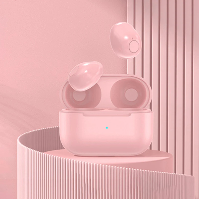Écouteurs invisibles Mini écouteurs Bluetooth TWS sans fil avec Microphone appel HD écouteurs semi-intra-auriculaires réduction du bruit: Rose