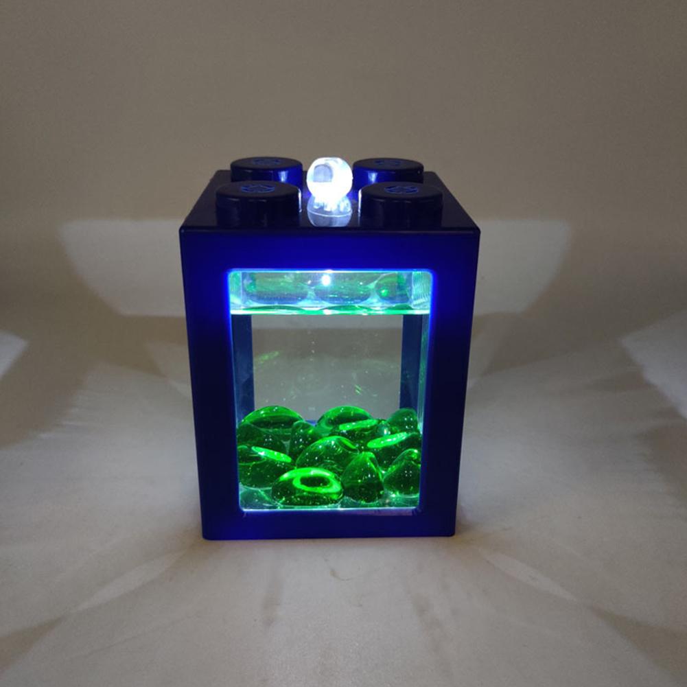 Acrylic Fish Bowl Office Ornamental Transparent Desktop Ecology Box with Light