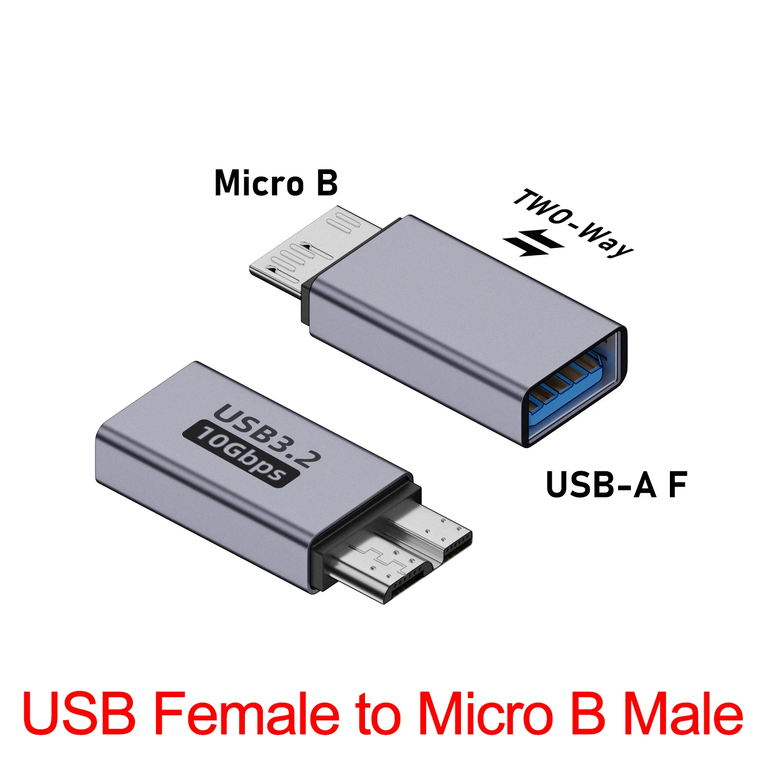 USB A Type C To Micro B Male To Female Adapters for External Hard Drive Disk HDD 10Gbps Super Speed Data Sync Converter: WHITE