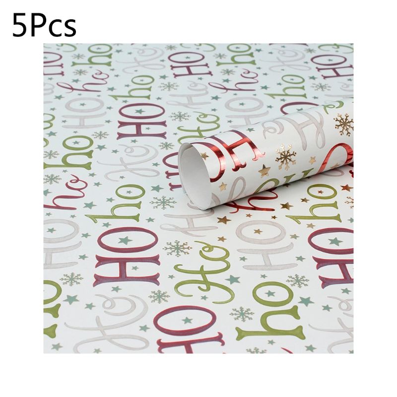 5pcs Waterproof Christmas Wrapping Tissue Paper Packing Box Packaging Wrap Decoration DIY Craft: 5AC203317-3