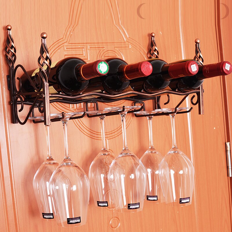 Retro Ijzeren Wijnrek Beker Plank Keuken Bar Muur Decor Display Opslag Plank Opknoping Bekerhouder Barbenodigdheden Benodigdheden Mx3091814
