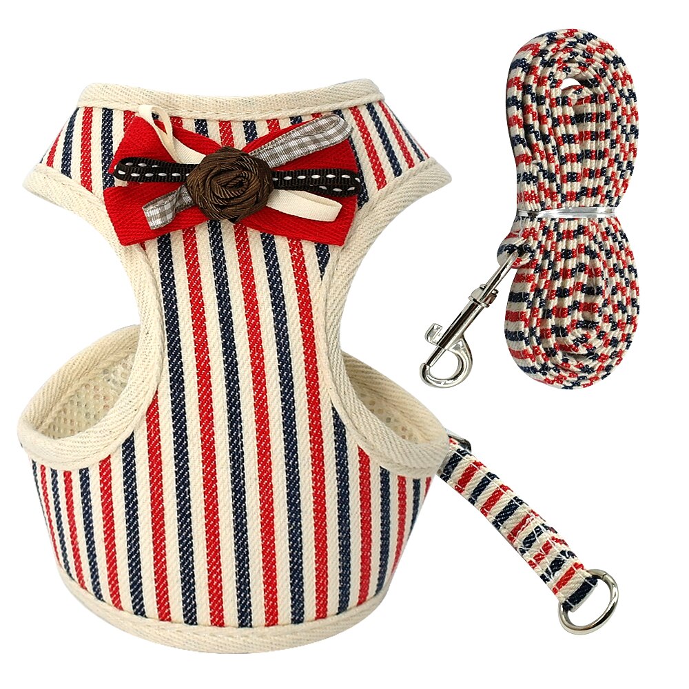 Zachte Mesh Puppy Hond Kat Harness Leash Set met Bell Leuke Kant Pet Vest voor Kleine Middelgrote Honden Chihuahua yorkie Teddy SML XL: Rood / XL