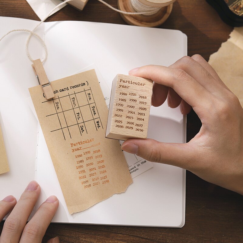 Calendario Vintage semanal para el mes de la vida diaria, juego de sello de madera y goma para decoración de tarjetas para álbum de recortes DIY, artesanía en relieve