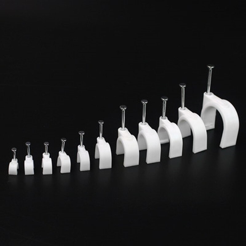 100 pcs 4/5/6/7/8/9/10/12mm Cable Steel Nail Line Card Card Wire Line Circular Cable Clips Trough Wire Fixing