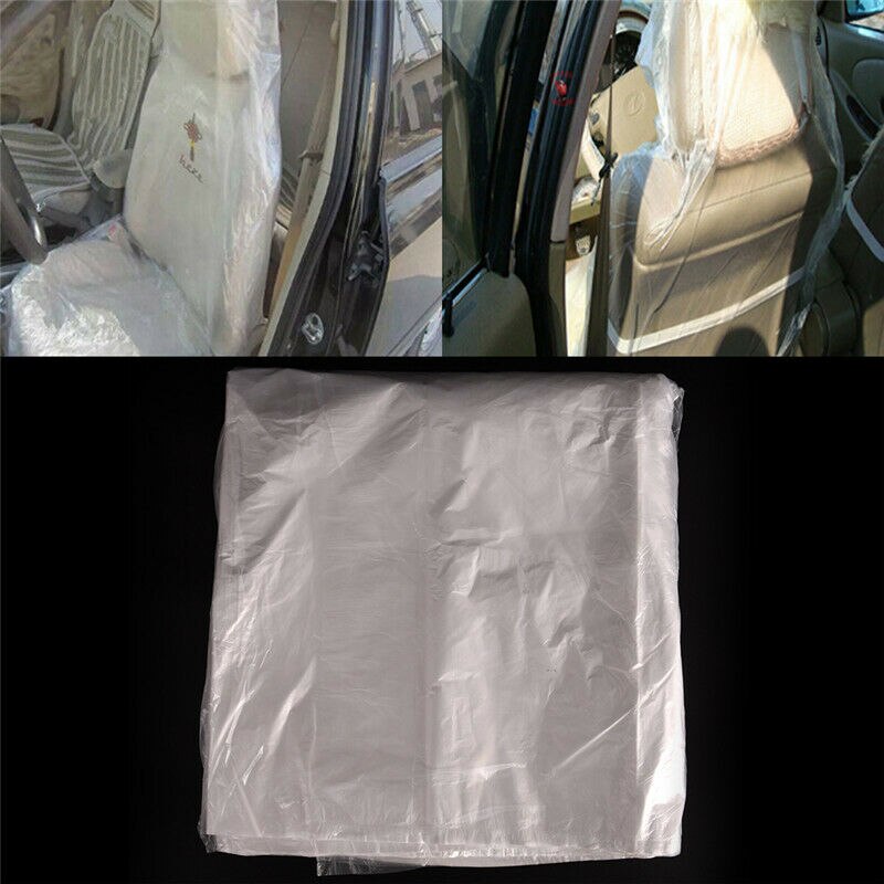100PCS Disposable Plastic Car Seat Covers Protectors Mechanic Valet Roll Clear
