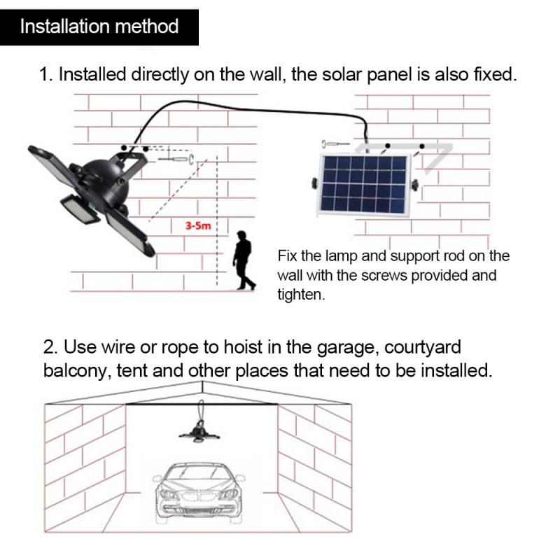 Solar Garden Remote Control Lamp PIR Motion Outdoor Street Home Lamp Waterproof Garden Garage Split Three-head Lighting Folding