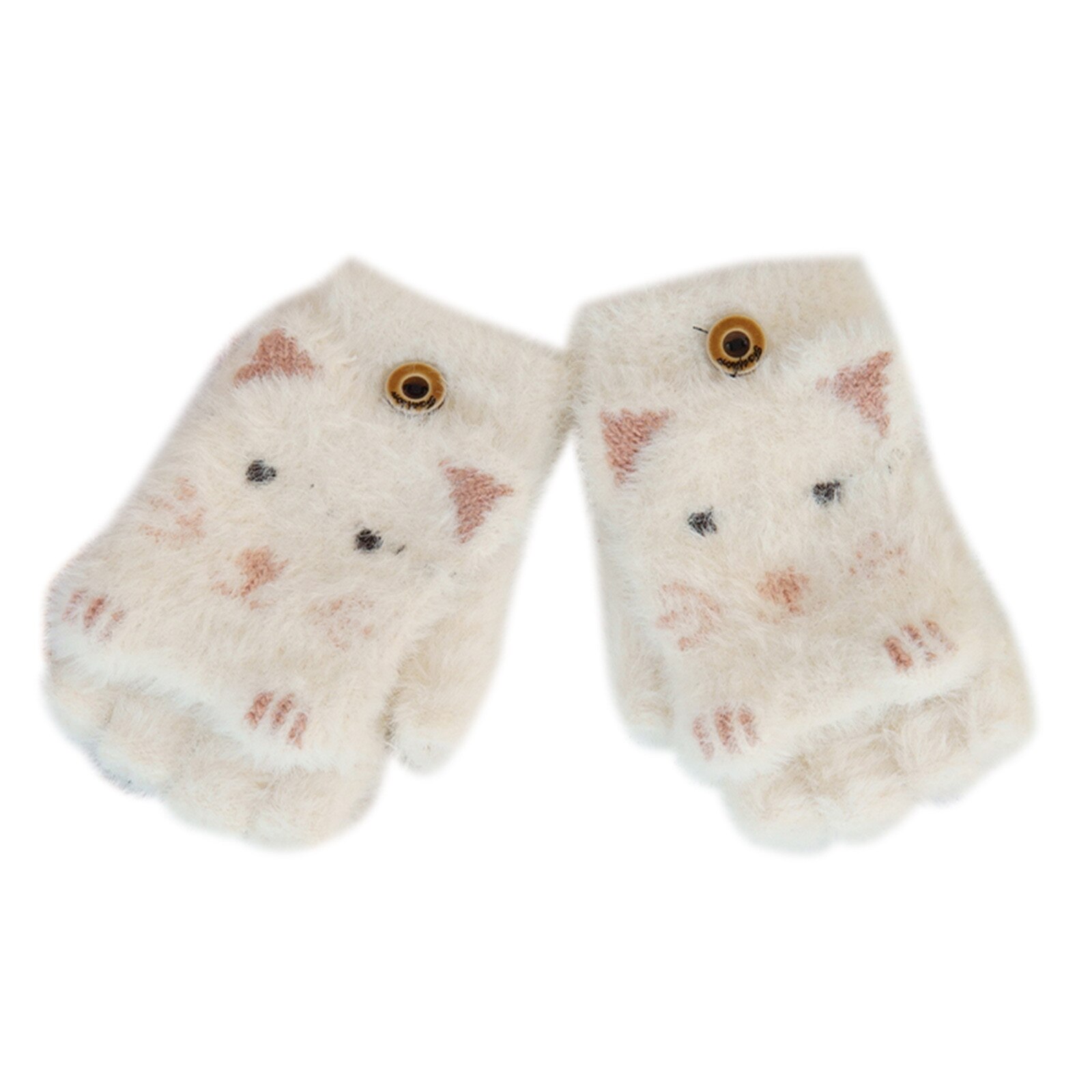 Hotest freundlicher Junge Mädchen Neue Nette Winter Warme Kaschmir Gestrickte Clamshell Handschuhe: weiß