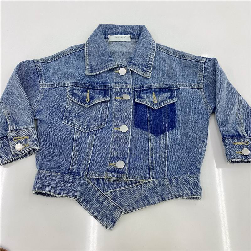 Herfst Meisjes Jassen Baby Boy Jassen Blauw Denim Casual Kids Jassen Voor Meisjes Kids Kleding E52032