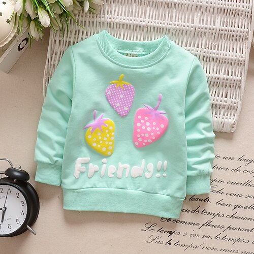 Katoen Lange Mouw Schattige Baby Shirt Meisjes Kids Kinderen Prinses Baby T-shirt Baby Meisje Kleding Lente Herfst: Sky Blue / 24M