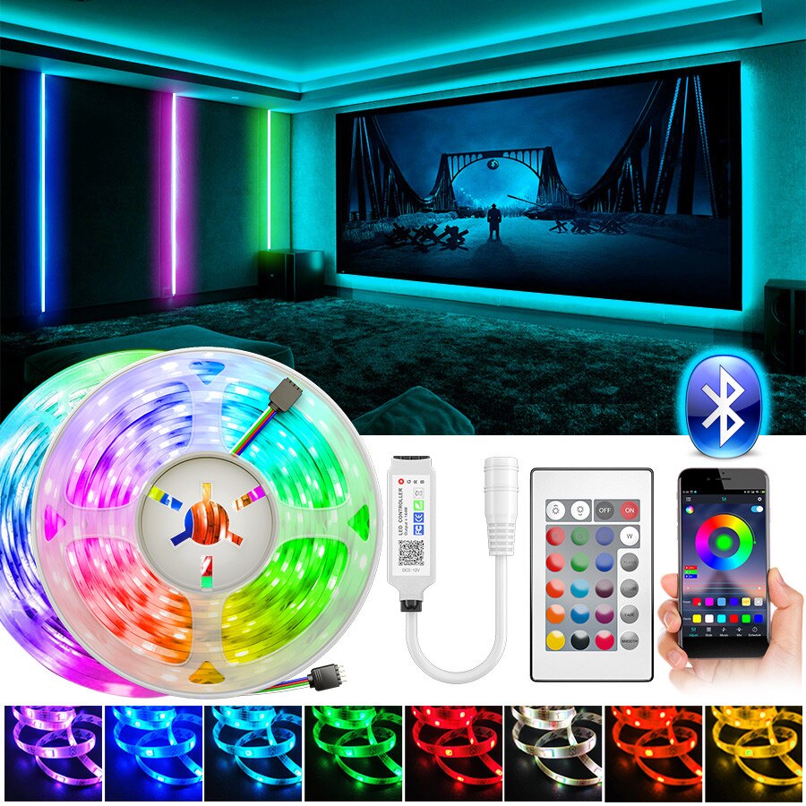 Bluetooth Led Strip Light 5-30M RGB SMD5050 2835 Led Lights Tape Flexible Non Waterproof 12V LED for Home Christmas
