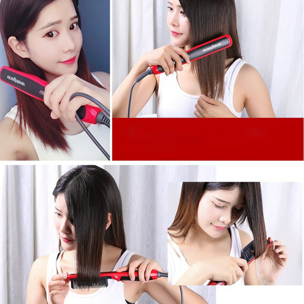 Hair Straight Styler Crystal Straight Hair Comb Hd Ceramic Straightening Splint Bangs Buckle Hair Curling Straight Hair Comb