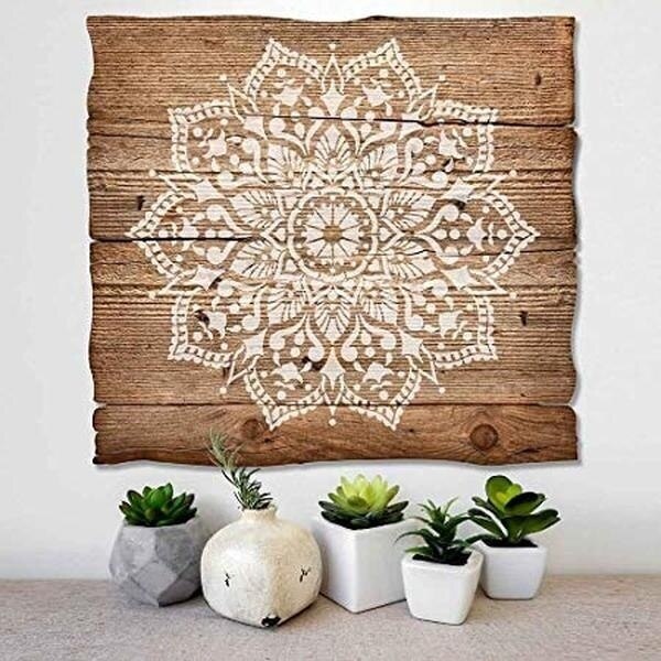 Moule à mandala artisanal 50x50 cm, pour peinture, pochoirs, carte d'album photo en relief sur bois, tissu, mur
