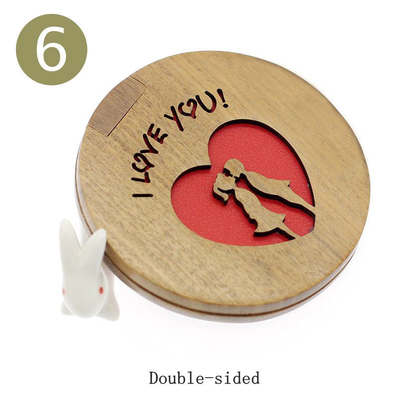 Carved Green Sandalwood Makeup Mirrors Folded Double-sided Wood Comestic Mirror Sandalwood Portable Small Pocket Mirror: 6