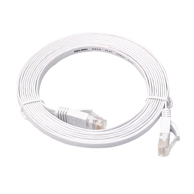 Ethernet CAT6 Internet Netwerk Platte Kabel Cord Patch Lood RJ45 Voor Pc Router: White