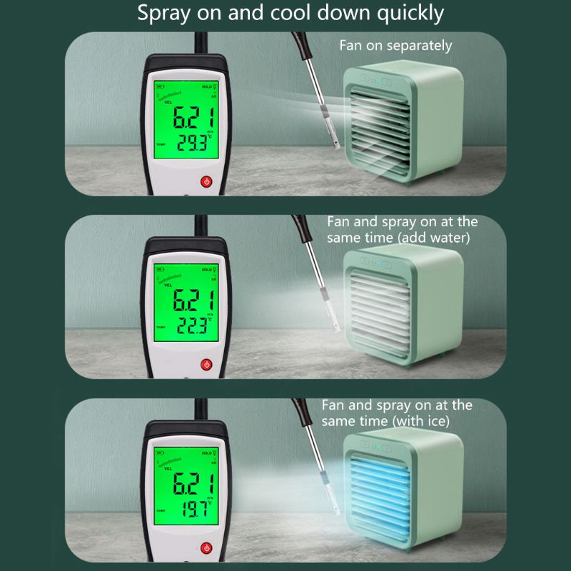 Portable Air Conditioner Fan Small Evaporative Air Cooler Humidifier Purifier Mini Cooling Misting Desk Fan